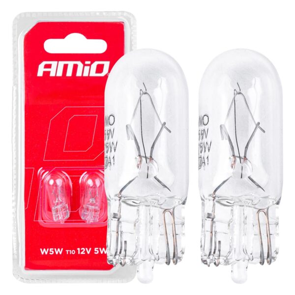 Set 2 becuri cu halogén, soclu T10, W5W, W2.1x9.5d, alimentare 12V