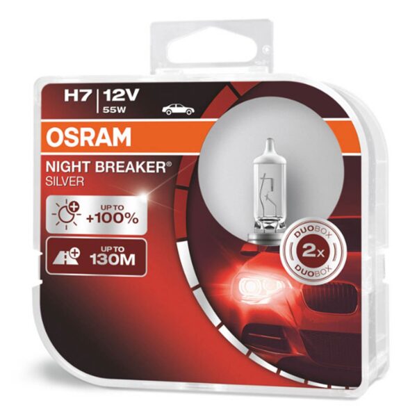 2 db halogén izzó készlet H7 12V NIGHT BREAKER SILVER + 100%, Osram