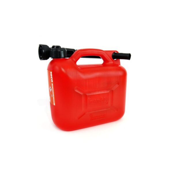 Piros műanyag kanna üzemanyaghoz, űrtartalom 5 liter