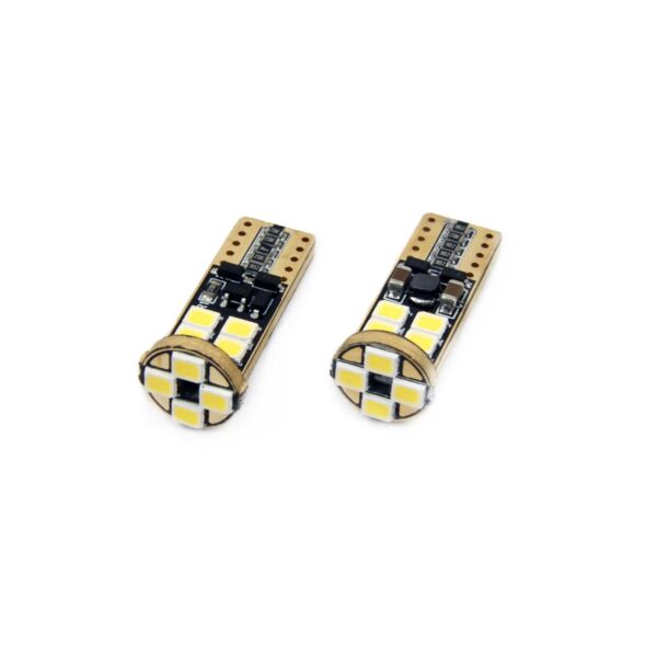 2 db T10e izzó készlet, 12 db LED SMD 2835, 12-24V, W5W, CANBUS 01636 Amio