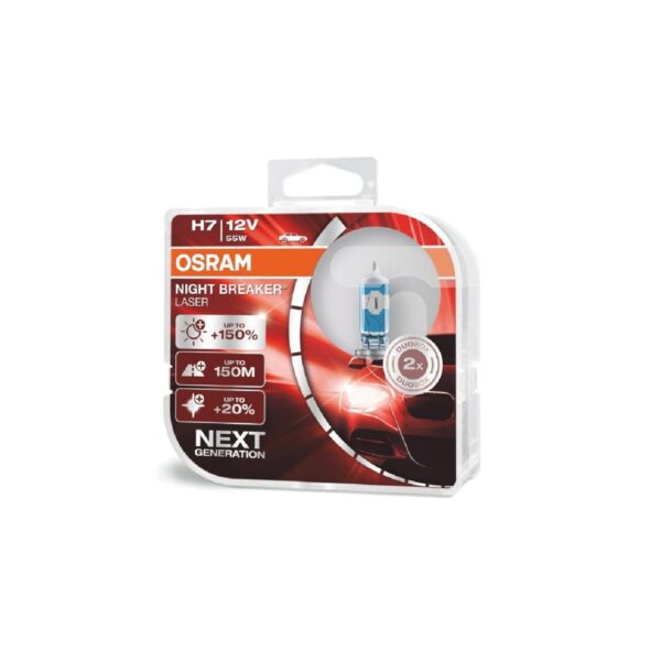 Osram H7 Night Breaker Laser halogén izzó,+130%, 55W, 12V, Px26D, 2B darab