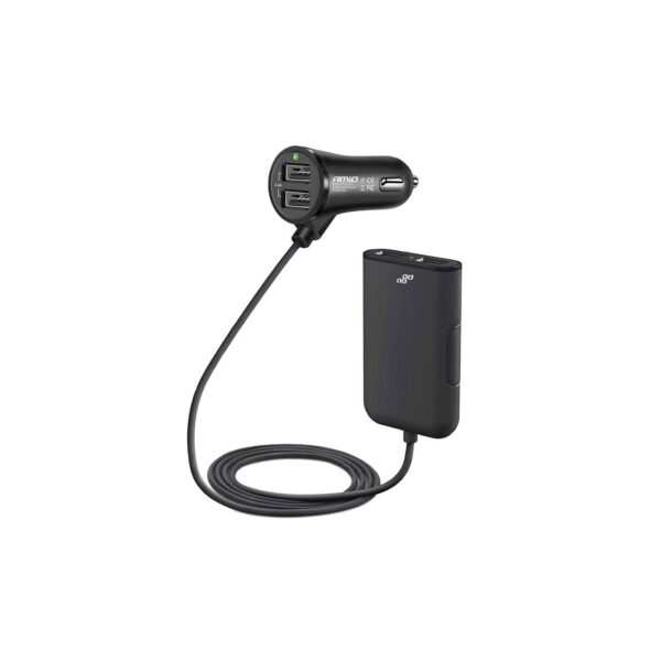 Autós töltő 4 USB-vel, 4,8A, 1,5 m kábel, 01986 Amio