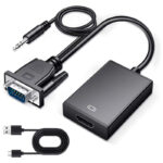 Adapter, VGA konverter HDMI és Audio, Full HD 1080P/60Hz, Negru