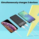 Újratölthető akkumulátor, Powerbank 10 000 mAh, LED kijelző, Li-Po, 2 X USB, 1 X USB-C, 37 Wh, 135,5 × 67 × 15 mm, fekete - Kép 4