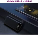 Újratölthető akkumulátor, Powerbank 10 000 mAh, LED kijelző, Li-Po, 2 X USB, 1 X USB-C, 37 Wh, 135,5 × 67 × 15 mm, fekete - Kép 7