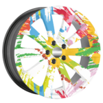 4 db-os kültéri nyomtatott fólia készlet EcoSolventtel, öntapadós, autófelnik díszítésére, átmérő 60 cm, FJT-33 modell - Kép 3