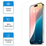 Védőfólia iPhone 16 Pro készülékhez rögzítési tartozékokkal, 0,3 mm vastagság, átlátszó, átlátszó - Kép 4