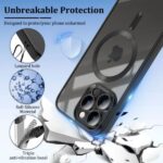 iPhone 16 tok, TPU, védelem és kamera, MagSafe, csúszásgátló, sárgásgátló, átlátszó fekete éllel - Kép 2