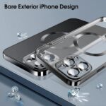 iPhone 16 tok, TPU, védelem és kamera, MagSafe, csúszásgátló, sárgásgátló, átlátszó fekete éllel - Kép 3