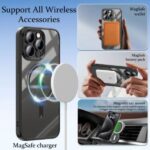 iPhone 16 tok, TPU, védelem és kamera, MagSafe, csúszásgátló, sárgásgátló, átlátszó fekete éllel - Kép 4