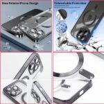 Védőburkolat és fólia iPhone 16 Pro Max készülékhez, TPU, kameravédelem, MagSafe, csúszásgátló, sárgásgátló, átlátszó fekete éllel - Kép 3
