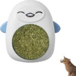 Interaktív játék Pingvin modell macskáknak 360°-ban forgó labdával macskamenta fűből, 4,3 x 6 cm, kék - Kép 4