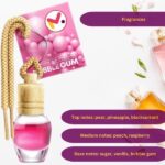 Autós légfrissítő palackban zsinórral és fa kupakkal, Bubble Gum aroma, 8 ml - Kép 5