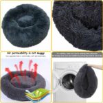 Kárpitozott kerek ágy házi kedvenceknek, tapadásmentes felület, meleg, puha anyagok, 60 cm és 2 kefe korpásodás és állatszőr eltávolításához - Kép 5