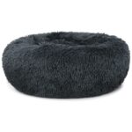 Kerek plusz ágy, kárpitozott, tapadásmentes felület, puha anyagok, átmérő 40 cm, S méret, szürke - Kép 2