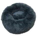 Kerek plusz ágy, kárpitozott, tapadásmentes felület, puha anyagok, átmérő 40 cm, S méret, szürke
