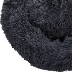 Kerek plusz ágy, kárpitozott, tapadásmentes felület, puha anyagok, átmérő 40 cm, S méret, szürke - Kép 3