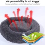 Kerek plusz ágy, kárpitozott, tapadásmentes felület, puha anyagok, átmérő 40 cm, S méret, szürke - Kép 5