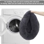 Kerek plusz ágy, kárpitozott, tapadásmentes felület, puha anyagok, átmérő 40 cm, S méret, szürke - Kép 6