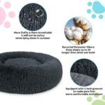 Kerek plusz ágy, kárpitozott, tapadásmentes felület, puha anyagok, átmérő 40 cm, S méret, szürke - Kép 7