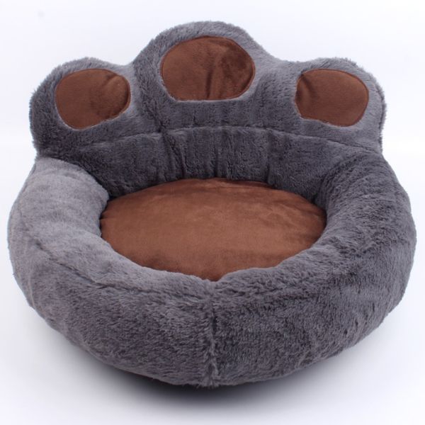 Patut-in-forma-de-labuta-din-lana-moale-la-exterior-si-bumbac-PP-la-interior-pentru-animale-mici-de-companie-Marimea-S-40-x-45-cm-Gri Mancs alakú ágy, kívül puha gyapjúból, belül PP pamutból, kisállatoknak, S méret, 40 x 45 cm, szürke - Kép 1