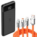 Powerbank Li-Po LED kijelzővel, 10 000 mAh, 2 X USB, 1 X USB-C és gyorstöltő kábel, 3 az 1-ben, 120 W, 2 m - Kép 2