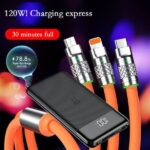 Powerbank Li-Po LED kijelzővel, 10 000 mAh, 2 X USB, 1 X USB-C és gyorstöltő kábel, 3 az 1-ben, 120 W, 2 m - Kép 3