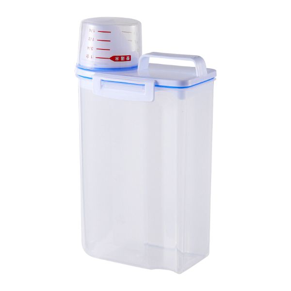 Recipient-etans-din-plastic-PP-cu-inchidere-ermetica-fara-BPA-maner-si-capac-gradat-pentru-depozitare-alimente-uscate-sau-mancare-pentru-animale-de-companie-4L Hermetikusan zárt PP műanyag tartály, BPA-mentes, beosztásos fogantyúval és fedéllel, szárazeledel vagy állateledel tárolására, 2L - Kép 1