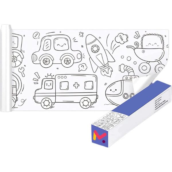 Rola-hartie-auto-adeziva-si-decupabila-pentru-desenat-si-colorat-3m-x-30-cm-Model-cu-masini Öntapadós és kivágható papírtekercs rajzoláshoz és színezéshez, 3m x 30 cm, Modell autókkal - Kép 1