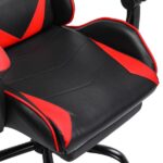 Játékszék, Ergonomikus ökológiai bőrből, Magas háttámla, Deréktámasz, Lábtámasz és behúzható fejtámla, Fekete/piros - Kép 8