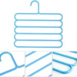 4db multifunkcionális műanyag akasztós készlet 5 pozícióval nadrágokhoz, szoknyákhoz, nyakkendőkhöz, törölközőkhöz, melyek segítik a helytakarékosságot, Csúszásgátló, 31 x 31 cm, Kék - Kép 3