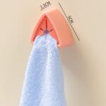 5 db öntapadó vízálló tartó készlet Push Free rendszerrel konyhai vagy fürdőszobai törölközők tárolására, falra szerelhető, 5 x 2,3 cm, rózsaszín - Kép 4