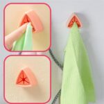 5 db öntapadó vízálló tartó készlet Push Free rendszerrel konyhai vagy fürdőszobai törölközők tárolására, falra szerelhető, 5 x 2,3 cm, rózsaszín - Kép 8