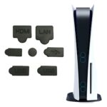 7 szilikon burkolat a PlayStation 5 konzol portjainak védelmére, fekete