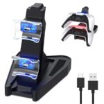 Dupla LED töltőállomás PlayStation 5 kontrollerekhez, fekete