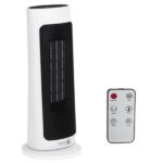 Toronyventilátor távirányítóval, kerámia, LCD kijelző, távirányító, 15-40°C, 2000 W, 42 cm, fehér