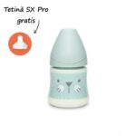 Biberon 150 ml kerek szilikonnal, lassú terheléssel, hygge zöld macska Romvinex