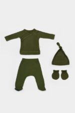 4 -darab doboz újszülött számára - 100% organikus pamut - zöld, babycosy - Kép 2