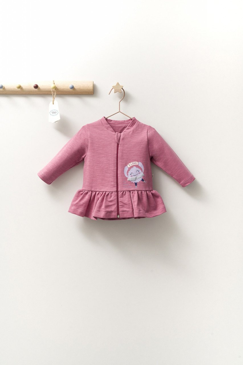 jacheta-subtire-pentru-copii-monster-tongs-baby6620 Vékony kabát gyermekeknek szörnyeteg, fogó baba (méret: 18-24 hónap, szín: sötét rózsaszín) - Kép 1