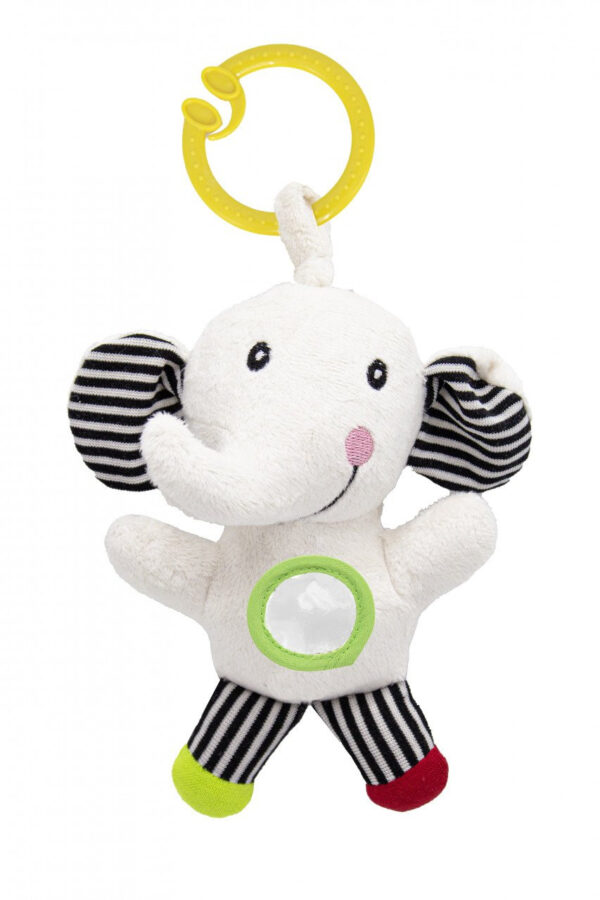 BabyJem Baby vibrációs játék, plüss elefánt, 6 hónap+ (szín: piros/zöld)