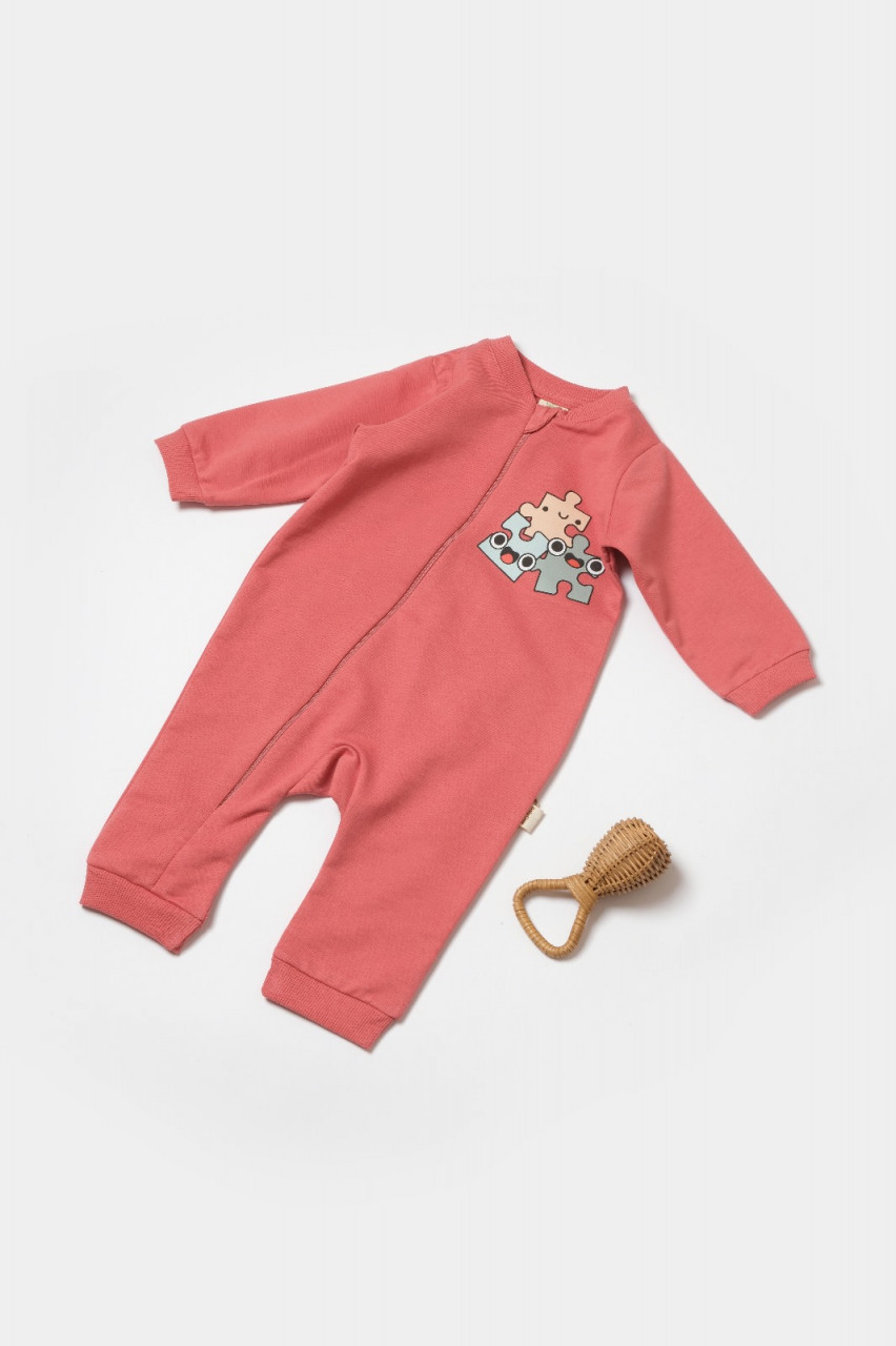 salopeta-cu-fermoar-two-thread-babycosy-100-bumbac-organic-rose11942 Zipper jumpsuit, két szál, babycosy, 100% organikus pamut, rózsa (méret: 3-6 hónap) - Kép 1