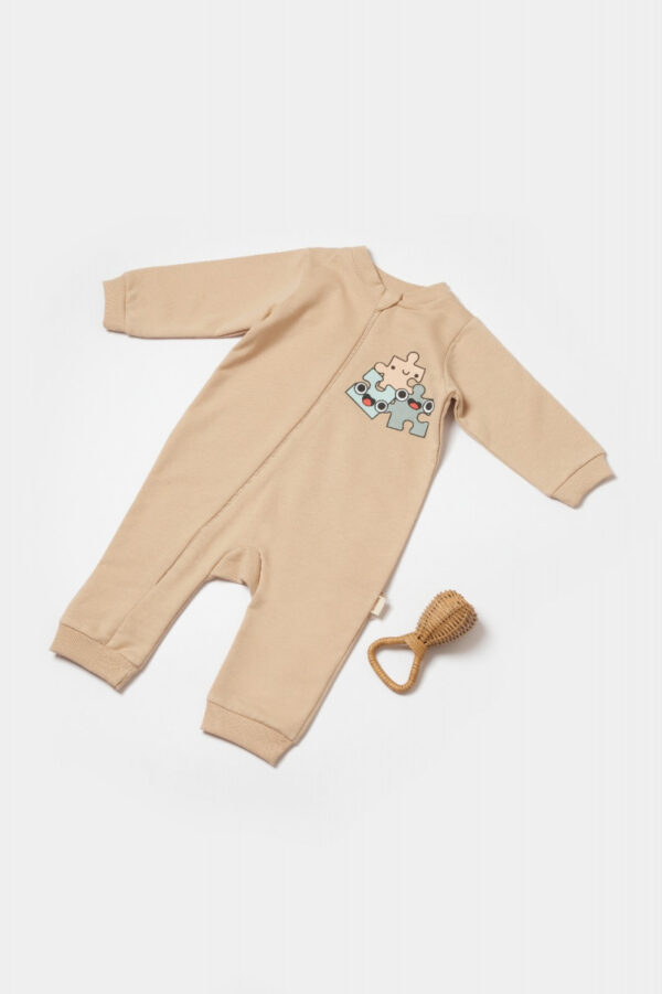 Zipper összességében, két szál, babycosy, 100% organikus pamut, kő (méret: 18-24 hónap)