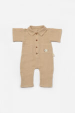 Röviden leplezett jumpsuit és juhgombok, 100% pamut -barack, babycosy (méret: 3-6 hónap) - Kép 2