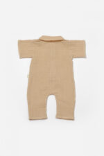 Röviden leplezett jumpsuit és juhgombok, 100% pamut -barack, babycosy (méret: 3-6 hónap) - Kép 3