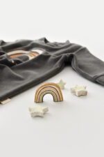 Szivárványos jumpsuit hosszú ujjú és 80% -os organikus pamut és 20% poliészter - antracit, babycosy (méret: 6-9 hónap) - zsákmányt). - Kép 9