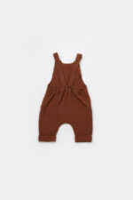 Nyári jumpsuit muszlinzsebekkel, babycosy, 100% organikus pamut, tégla (méret: 9-12 hónap) - Kép 3