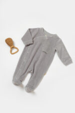 Elefánt jumpsuit hosszú ujjú és zsákmánytal 80% organikus pamutból és 20% poliészterrel - szürke, babycosy (méret: 3-6 hónap)