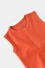 Ujjatlan jumpsuit és rövidnadrág - 100% organikus pamut - fahéj, babycosy (méret: 12-18 hónap) - Kép 2