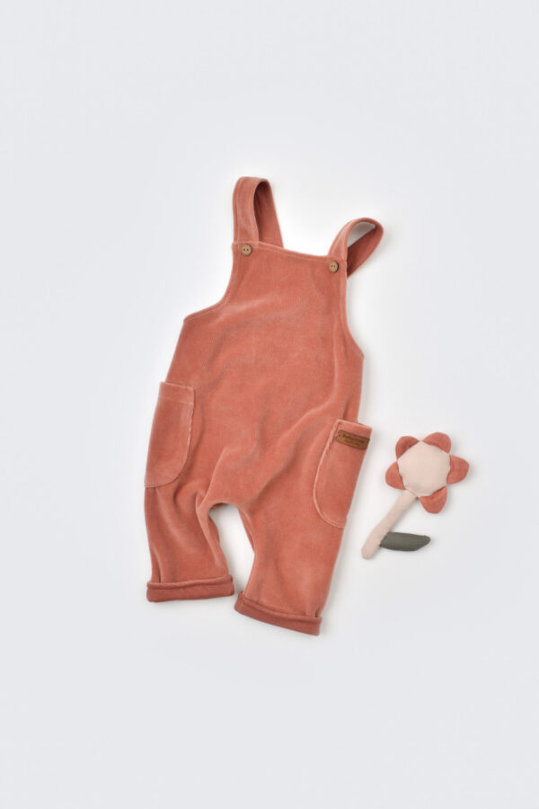 Velvet jumpsuit 80% organikus pamut és 20% poliészter - tégla, babycosy (méret: 3-6 hónap)