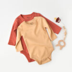 Állítsa be a 2 testet hosszú ujjú baba unisex -100% organikus pamut -test/fahéj, babycosy (méret: 18-24 hónap)